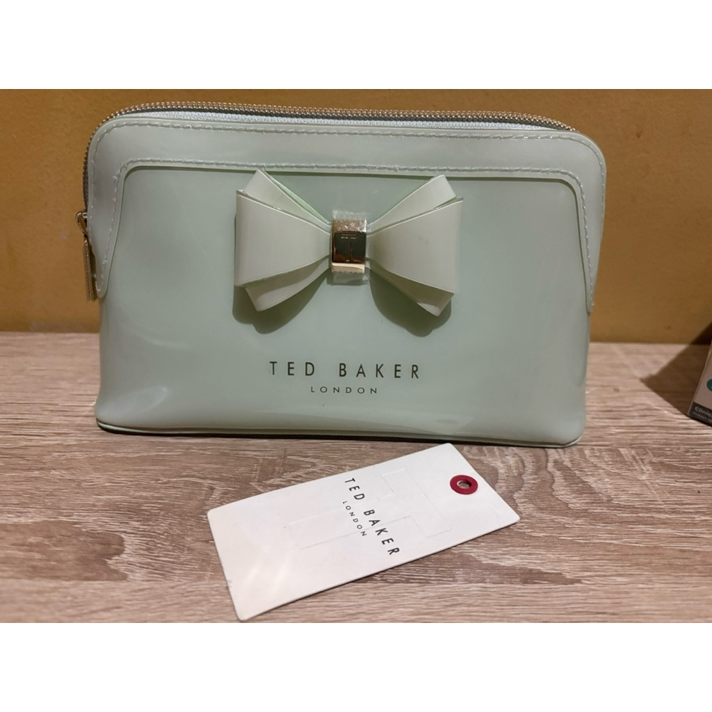 Preloved Ted Baker Aimee Curve Makeup Bag with Bowknot Green Pale Mint