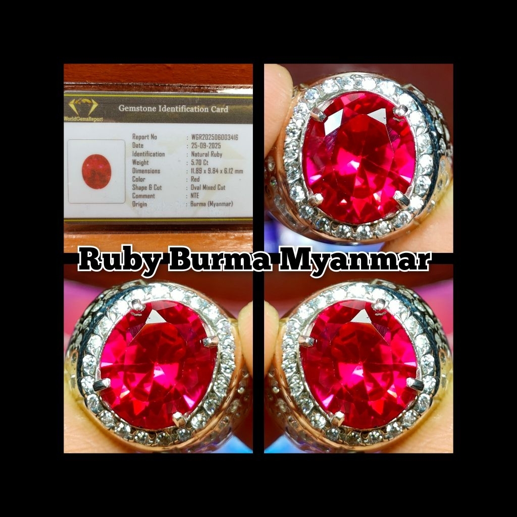 BATU PERMATA RUBY  BURMA HQ + RING PERAK