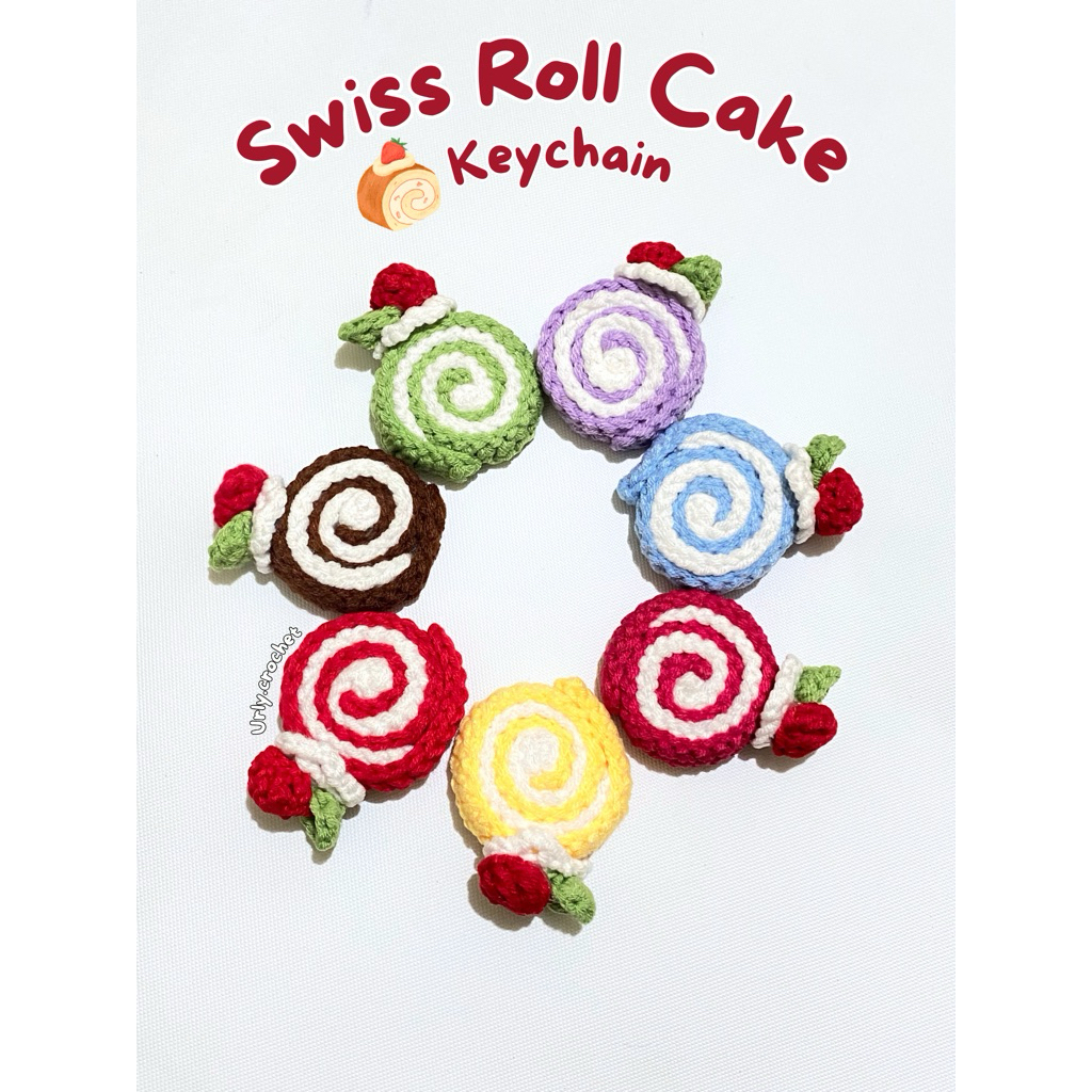 [Urly Crochet] Gantungan Rajut Swiss Roll Cake | Crochet Swiss Roll Cake Keychain