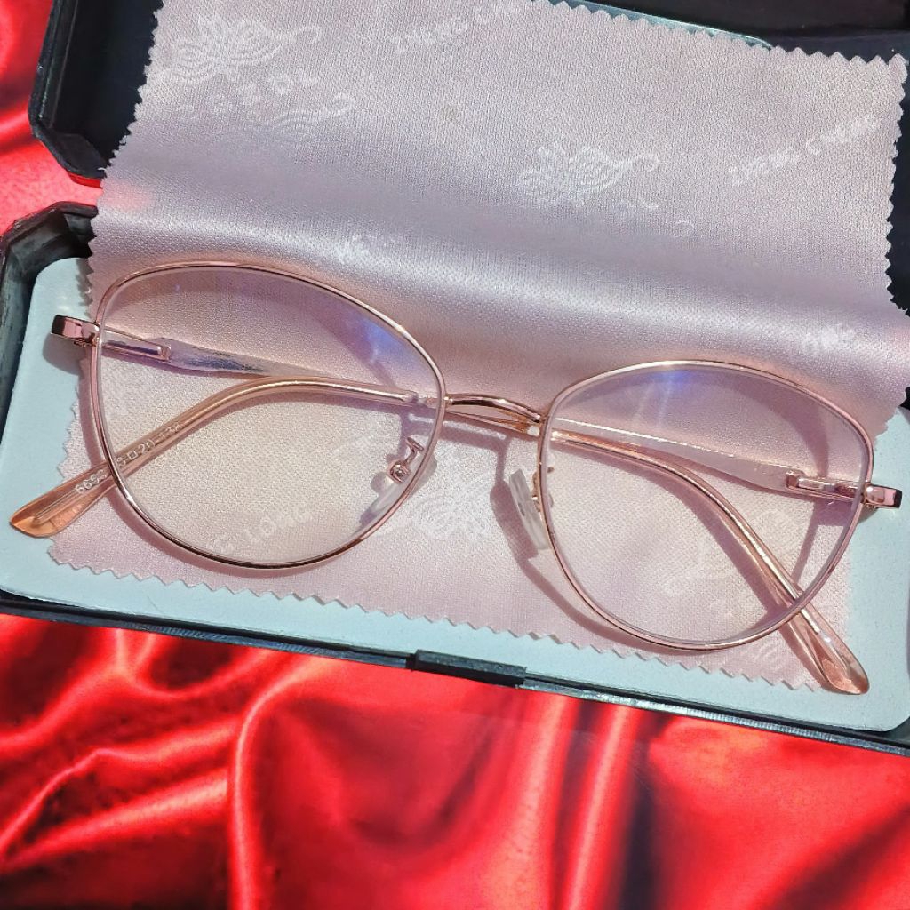 (PRELOVED) kacamata bluray minus frame miki rose gold