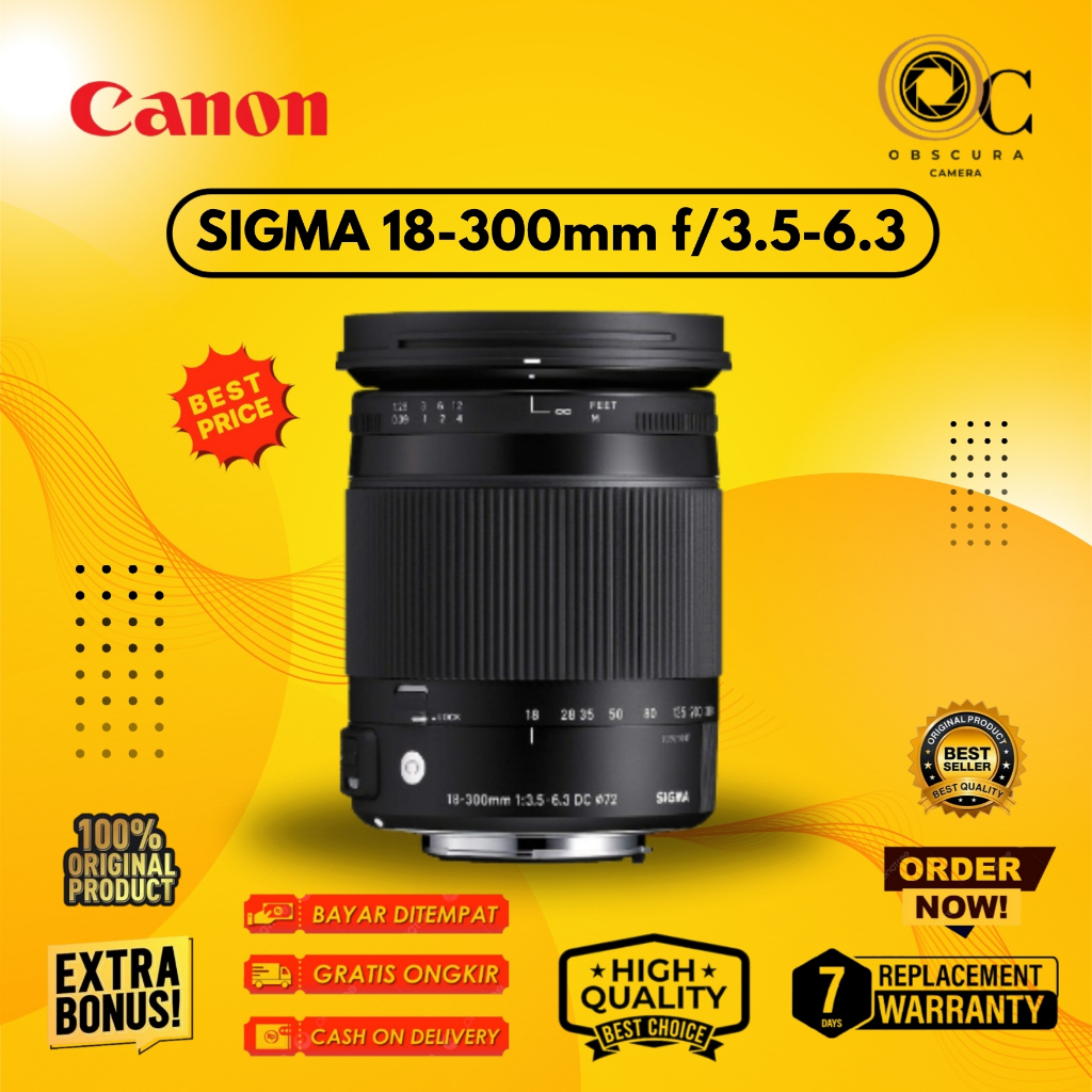 Lensa Sigma 18-300mm F3.5-6.3 DC Canon For DSLR Camera