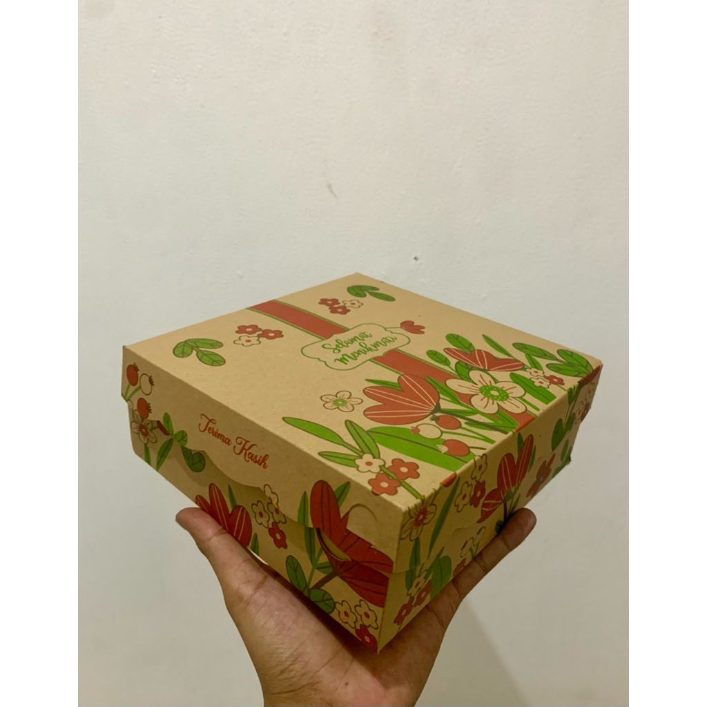 50 PCS KARDUS NASI / KARDUS KUE MOTIF BUNGA UKURAN 18X18X7, MOTIF BUNGA