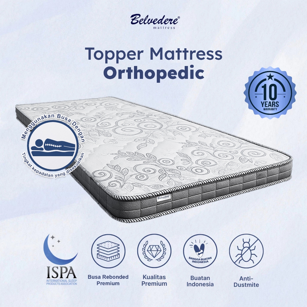 Belvedere Matras Topper Rebonded / Lapisan - Kasur Busa tebal 8cm - Orthopedic