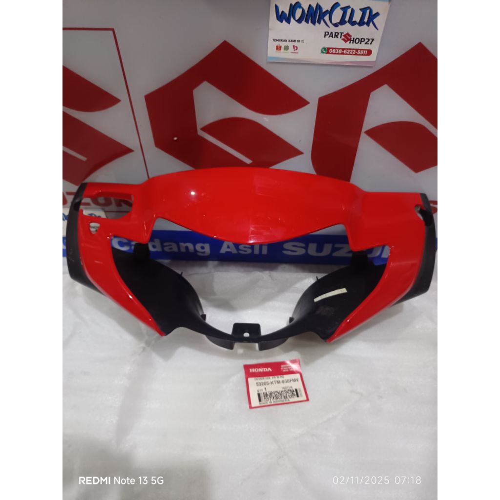 cover handle batok depan supra x125 lama 2005-2007 merah original AHM [ 53205-KTM-950FMV