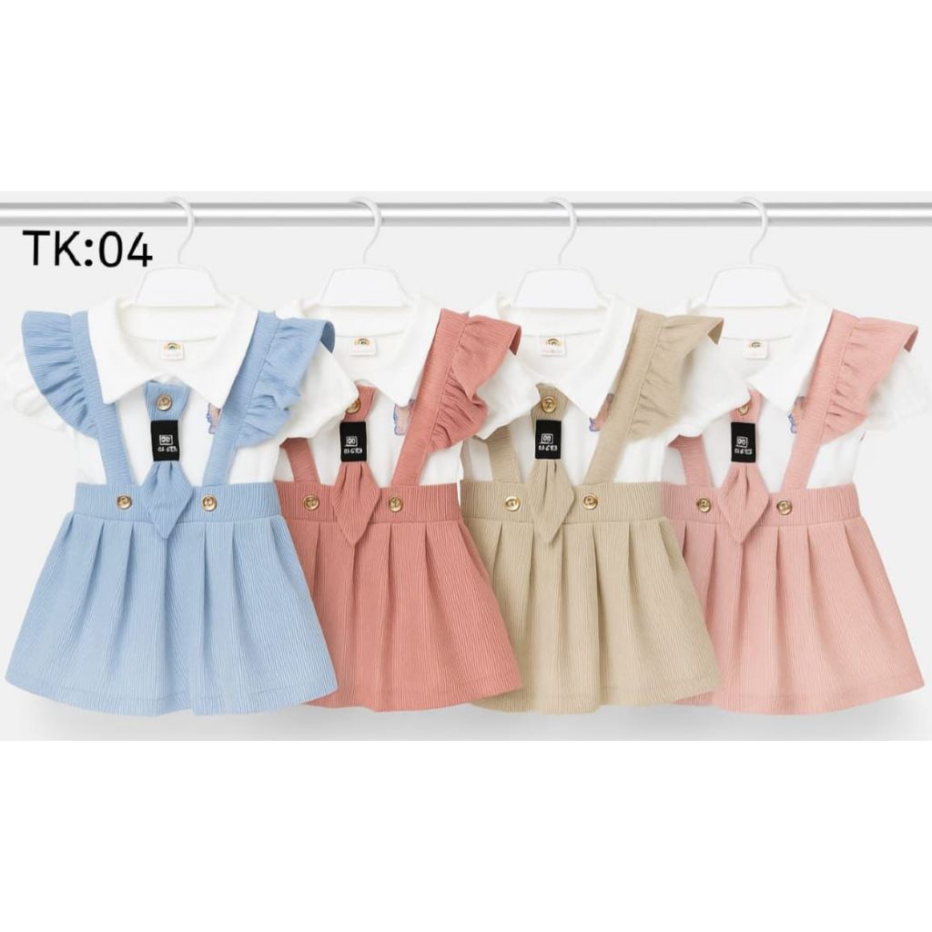 Baju bayi import kaos dan overall rok bayi perempuan lucu berdasi