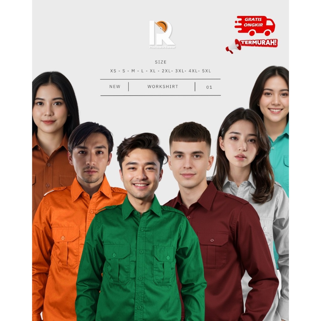 KEMEJA POLOS / BAJU LAPANGAN/ Outdoor/ PDL/ PDH, Tactical, Formal Panjang Merah Bata, Oranye, Hijau 