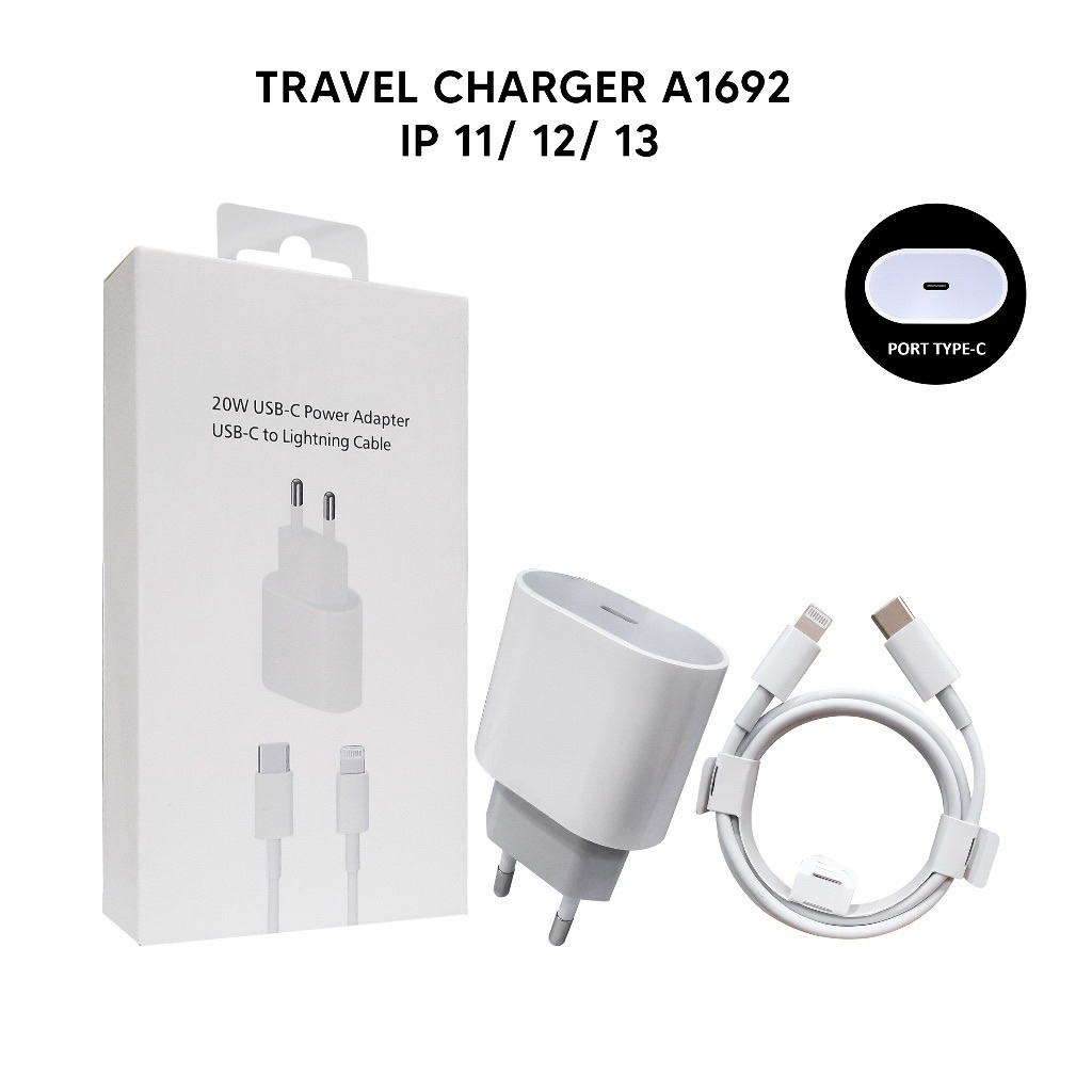 CHARGER IPHONE 20 Watt / BATOK CHARGER CASAN HP IP X 11 12 13 + 14  KABEL ORIGINAL PACKING