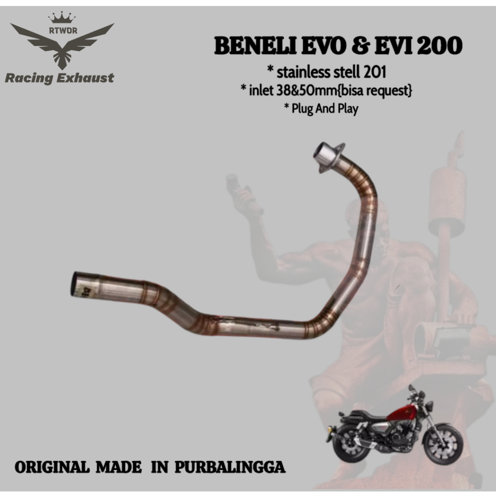 Pipa Leher Knalpot BENELLI 200 EVO - BENELLI 200 EFI - HEADER KNALPOT BENELLI MOTOBI 200 EVO EFI
