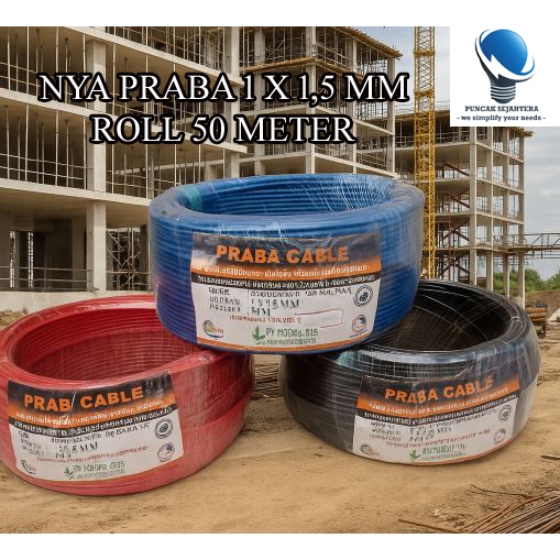 Kabel Listrik NYA 1 x 1.5mm Praba Tunggal Roll 50M