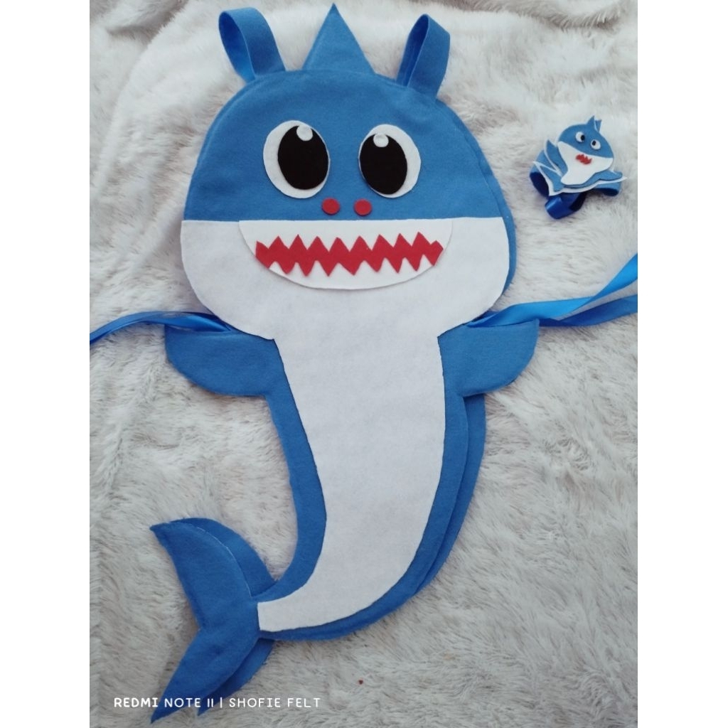 kostum dari flanel untuk pentas baby shark, nemo, kuda laut, hiu, kepiting, gurita, Ikan dan ikan bu