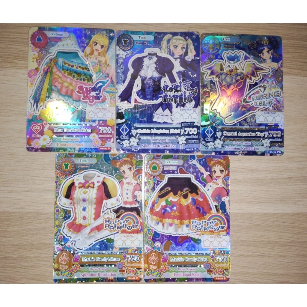 KARTU AIKATSU PREMIUM CARDS. GOTHIC MAGICIAN YURIKA TODO OTOME ARISUGAWA AOI KIRIYA