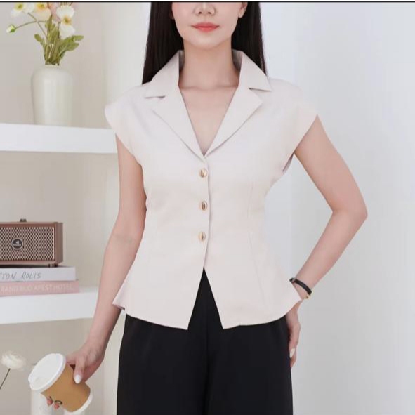 Joie Fitted Vest - Fitted Vest - Atasan Wanita Korean Vest - Sleeveless Rompi Polos - Sleeveless Ves