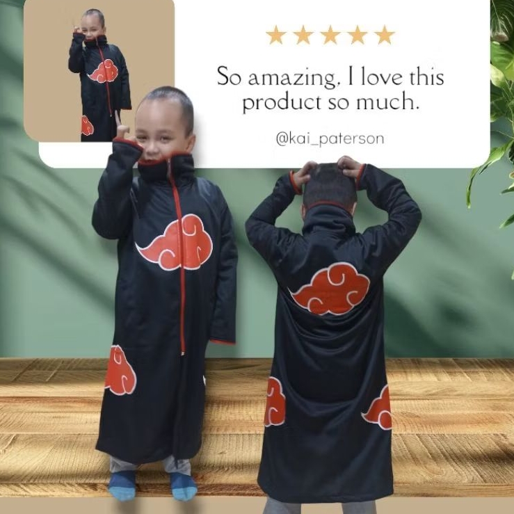 jubah Akatsuki kids /jubah Akatsuki anak long anime coplay