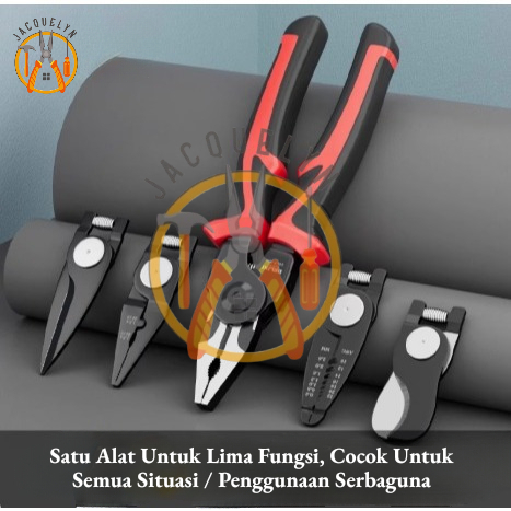 [JQ] Tang 5in1 Tang Kawat Tang Jepit Tang Lancip Tang Potong Tang Aksesoris Tang Kombinasi DELIXI