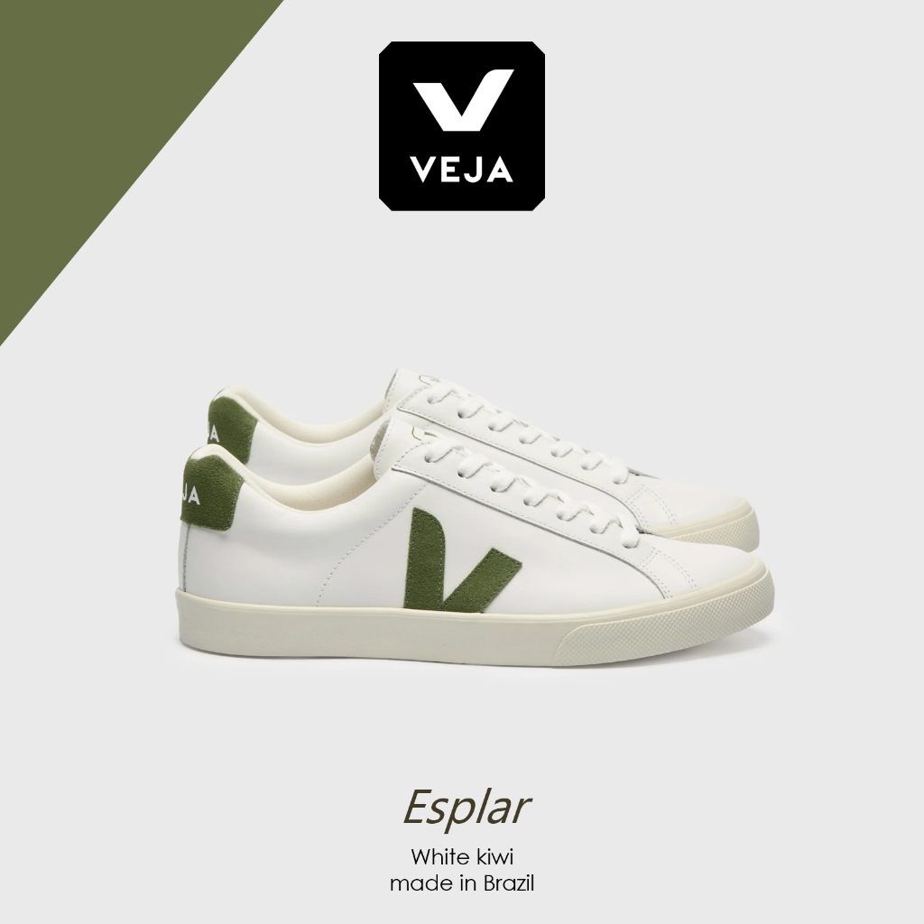 Sepatu Veja Esplar White Kiwi Lace-Up Leather Sneakers Original