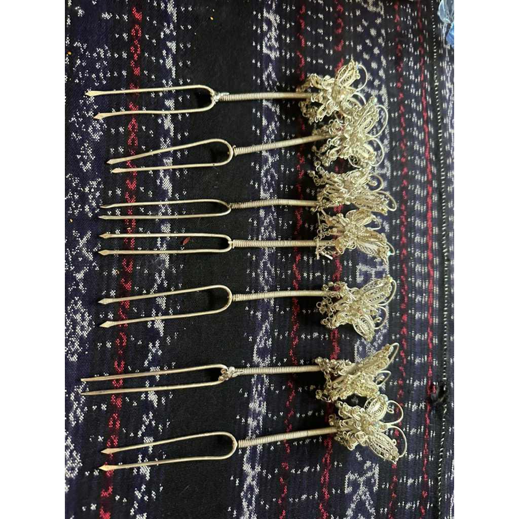 preloved cunduk mentul kupu kupu silver 7pcs