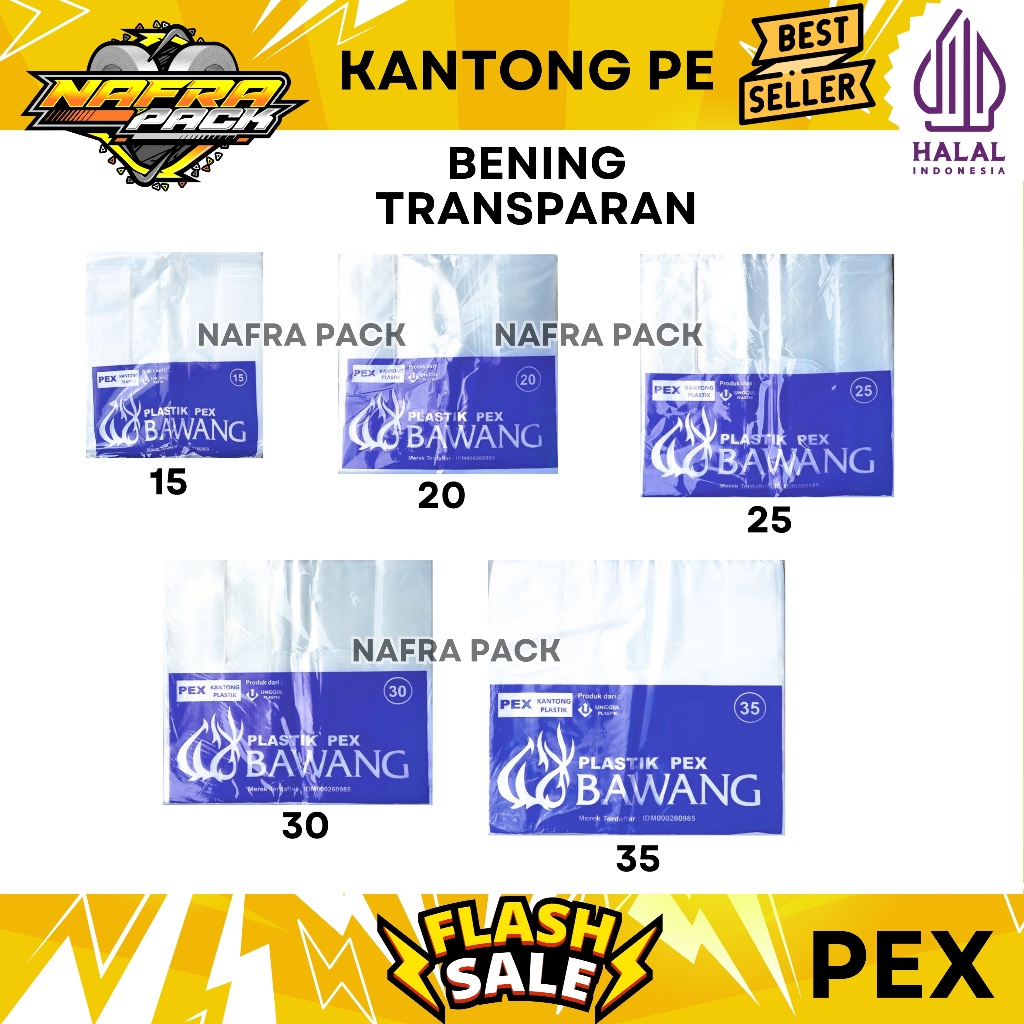 Kantong Kresek PEX Bawang Bening Transparan Ukuran 15 20 25 30 35