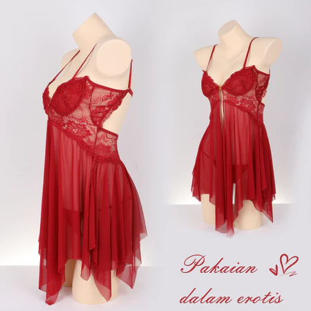 Lingeria Sexy Dress BabyDoll Nilon Transparan Baju Dewasa Wanita Baju Sexy Dinas Wanita 6041