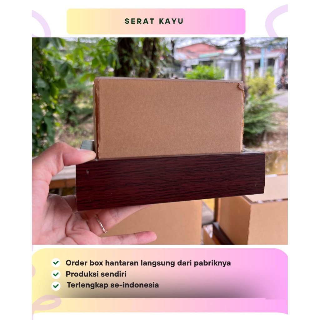 Box hantaran serat kayu dan tutup akrilik | alas hantaran coklat |  termasuk packing kayu