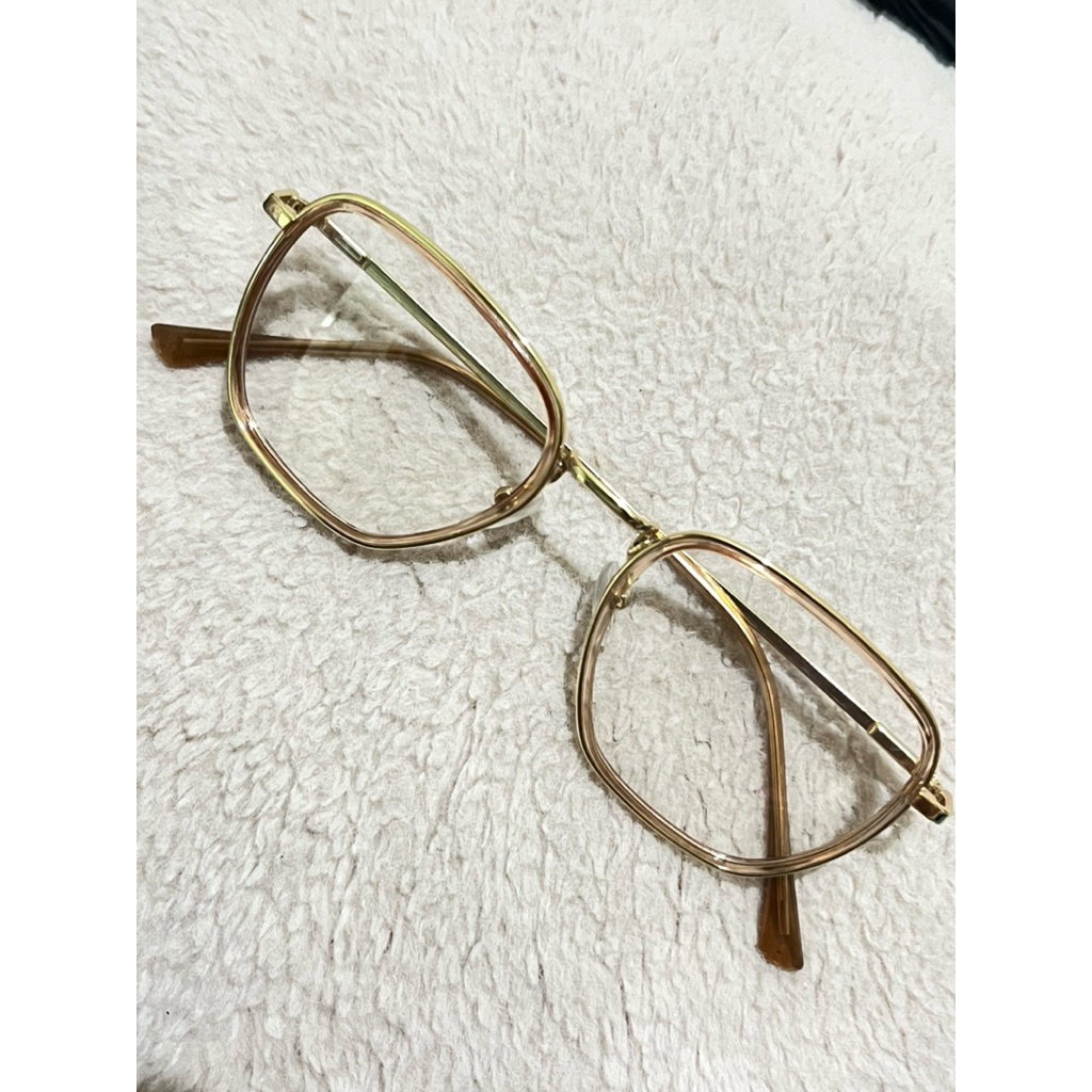 Kacamata lensa normal frame rose gold