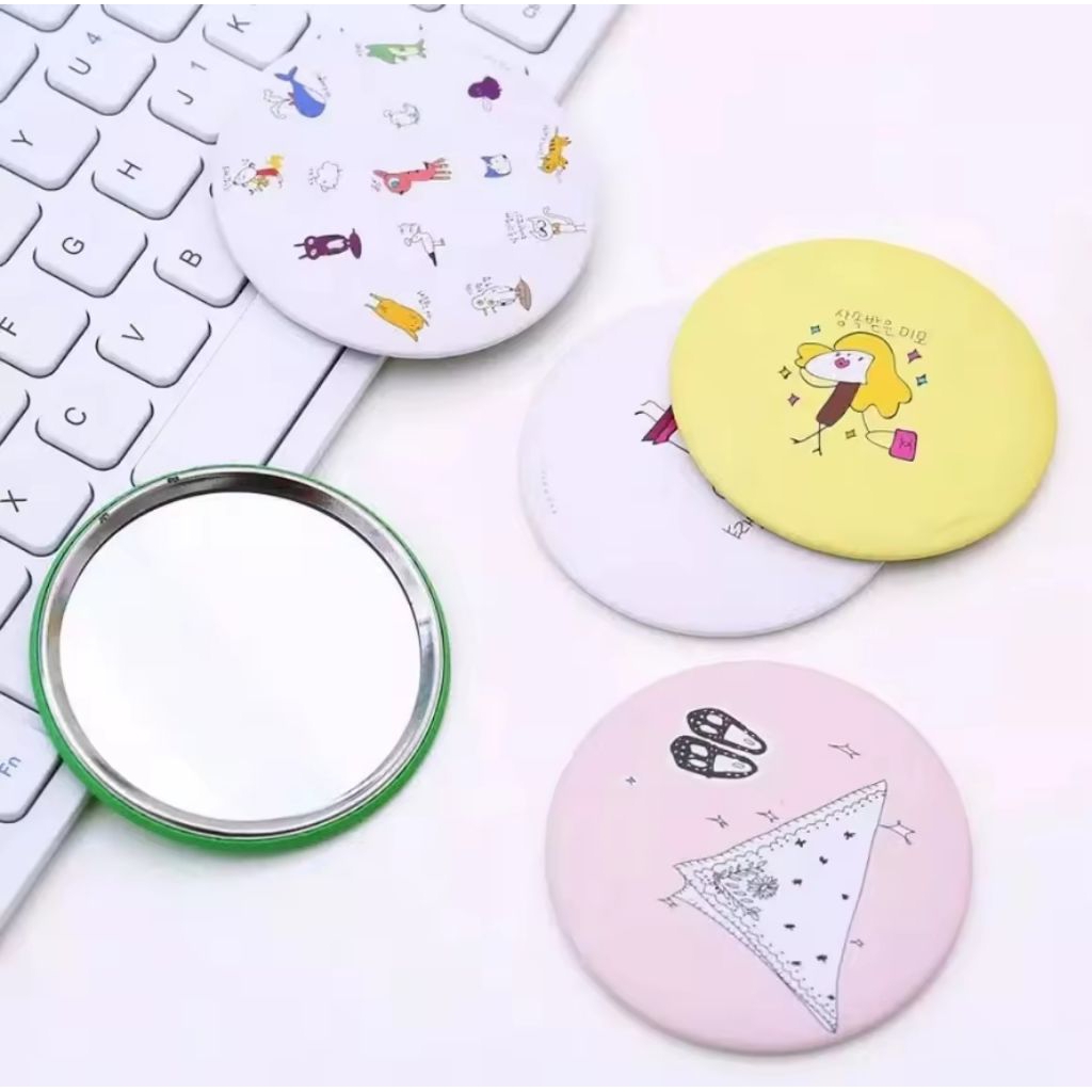 Cermin kaca bulat karakter | kaca rias souvenir | kaca mini