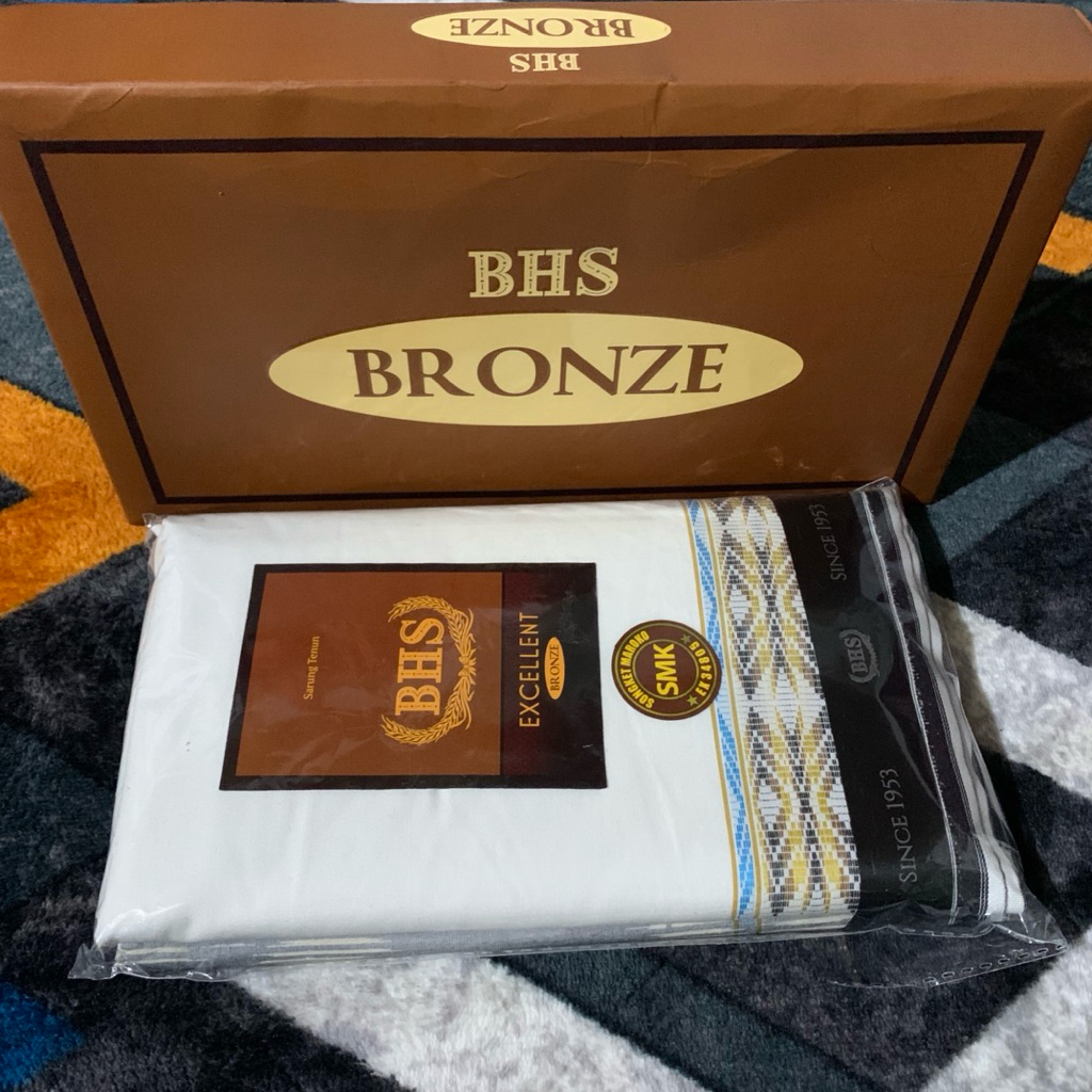 Sarung BHS Excellent Bronze Motif SMK Songket Maroko Putih