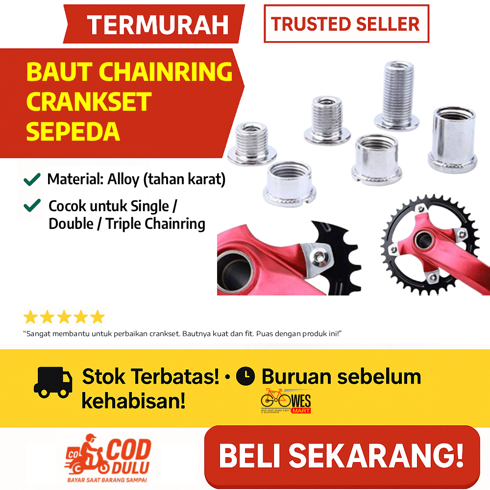 Baut Chainring Crankset Sepeda MTB/Road – Single Double Triple Chainring Bolt Nut