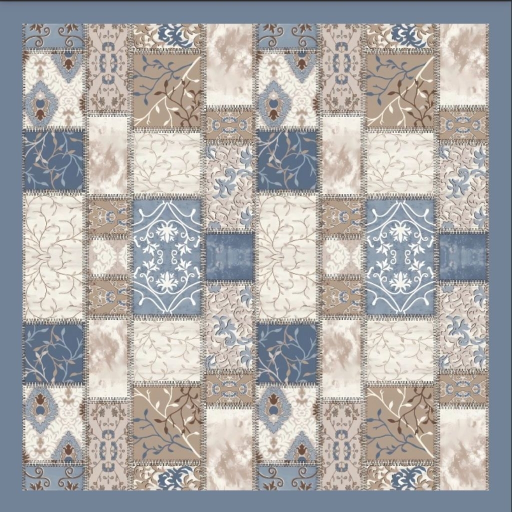 HIJAB SEGIEMPAT VOAL MOTIF BUNGA ABSTRAK DENIM