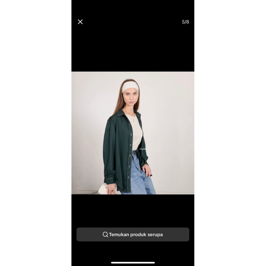 Carla Shirt HT by Fashiontoday - Kemeja Premium Wanita Lengan Puff Contrast Stitching - Bisa Sampai 