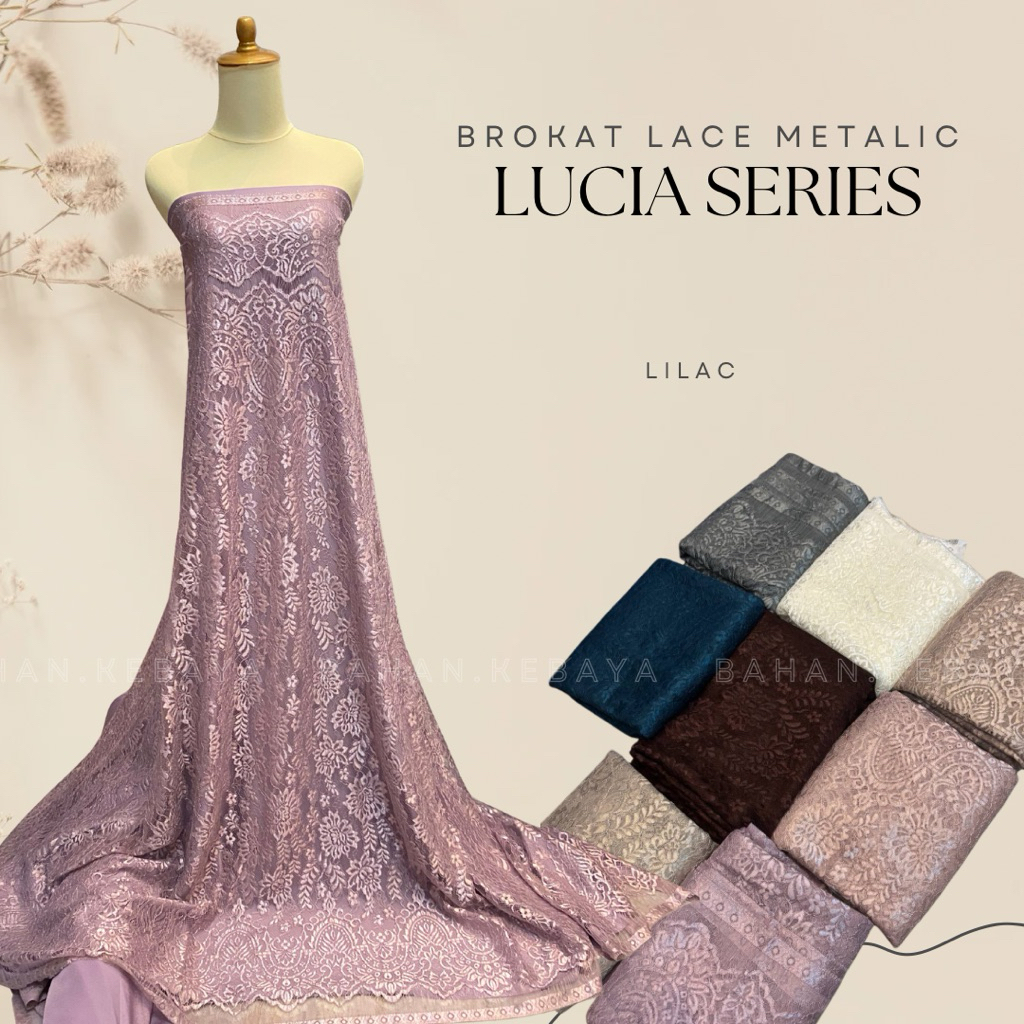 Bahan Kebaya Brukat Tule Tulle Lace Lucia Panel Series Warna Lilac