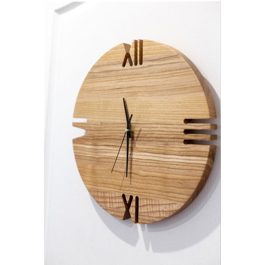 jam dinding angka Romawi/jam dinding asli kayu/hiasan dinding cantik
