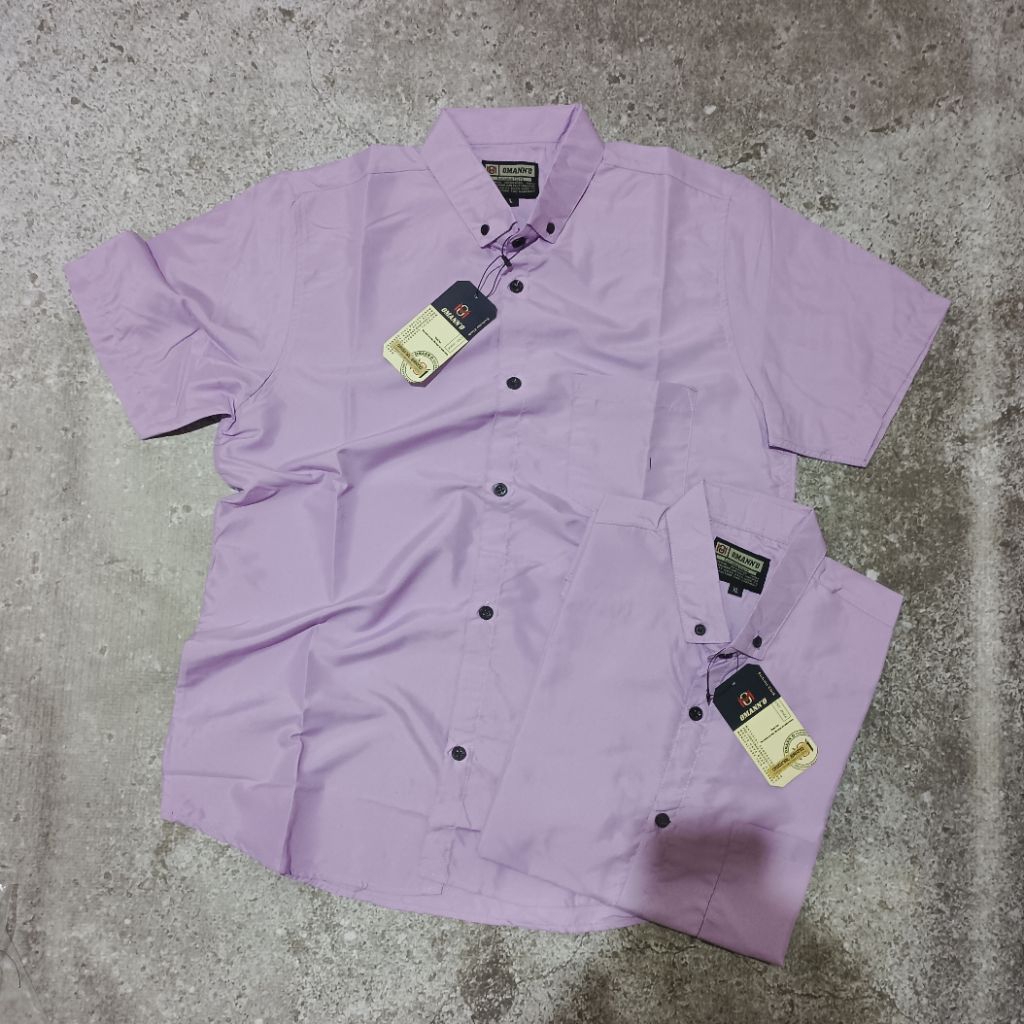 KEMEJA POLOS PRIA PREMIUM LILAC HEM POLOS PRIA ATASAN COWOK PREMIUM LENGAN PANJANG DAN PENDEK SIZE M