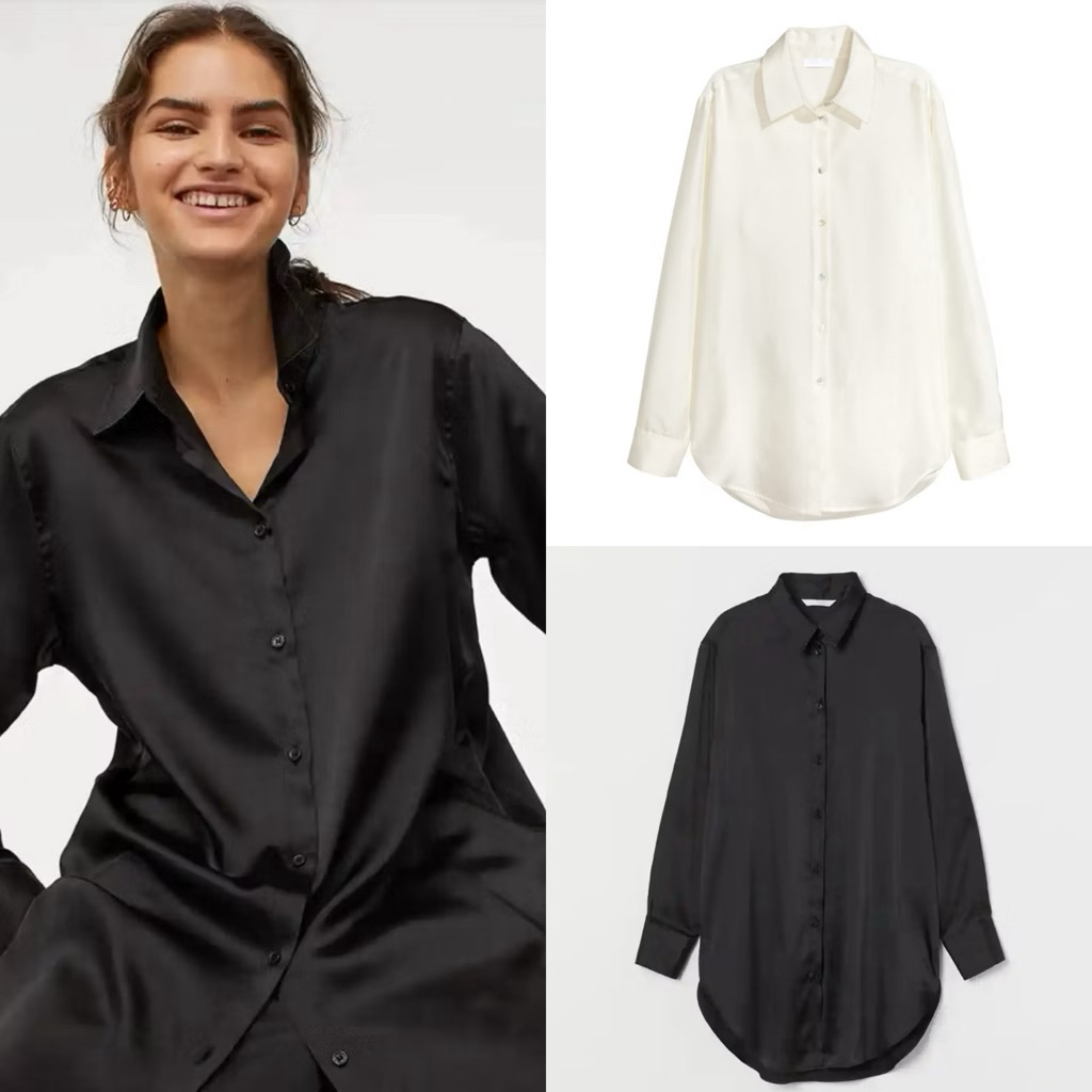 HM LONG SLEEVE BLOUSE SATIN OVERSIZE