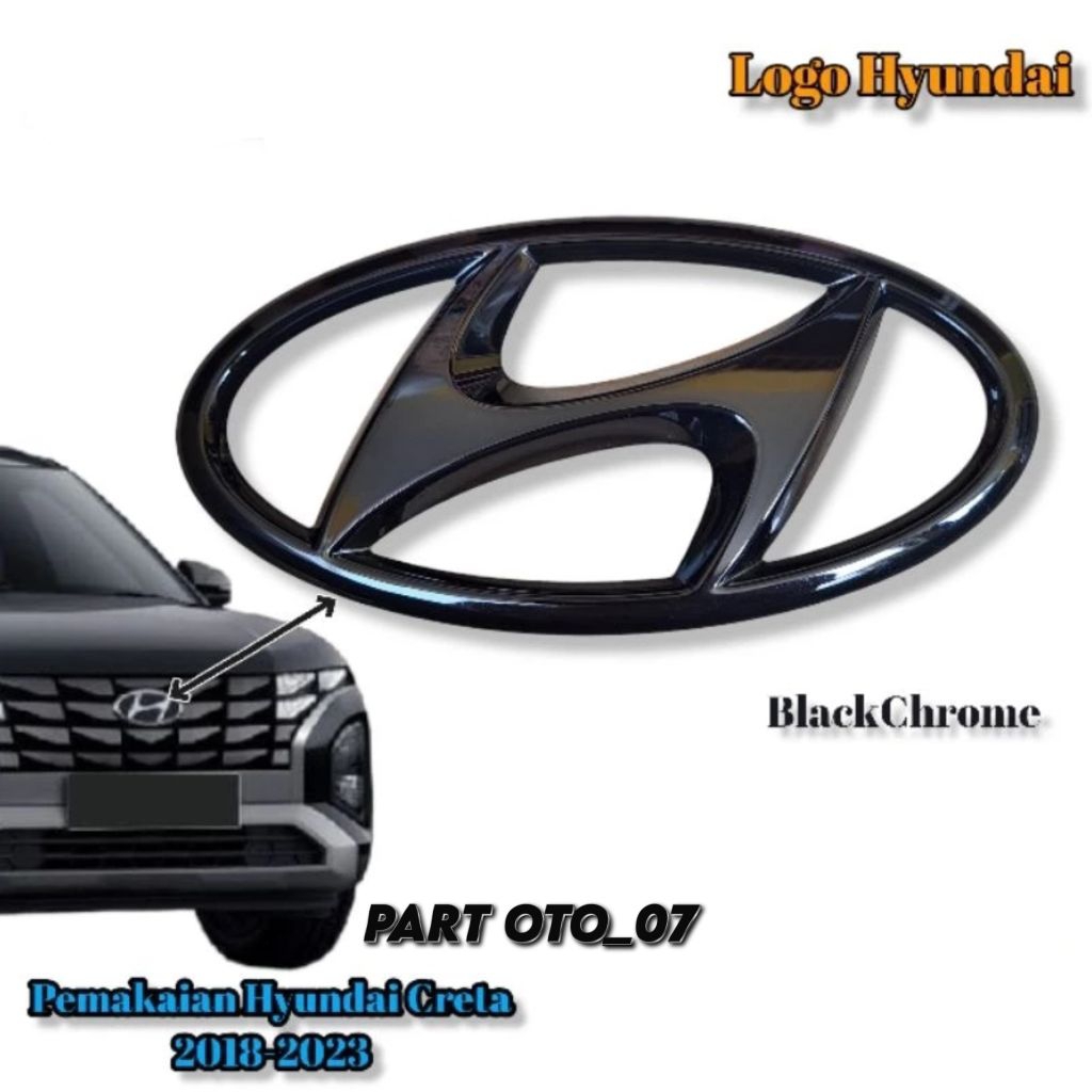 Logo Grill Depan Hyundai Creta 2018-2023 Black Chrome Original / Emblem Logo Grill Depan Hyundai Cre