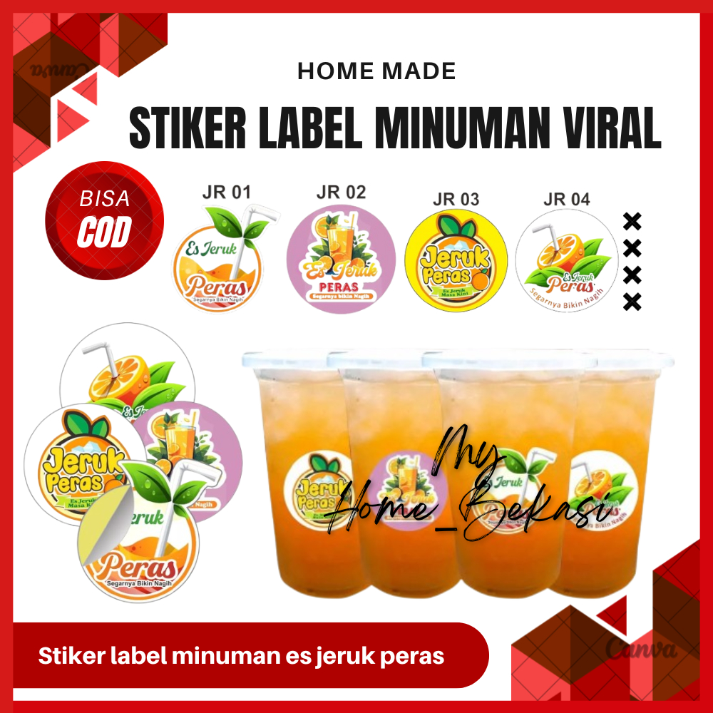 Stiker Label Minuman Es Jeruk Peras Is 54 Pcs Sticker Label Kemasan Gelas Cup