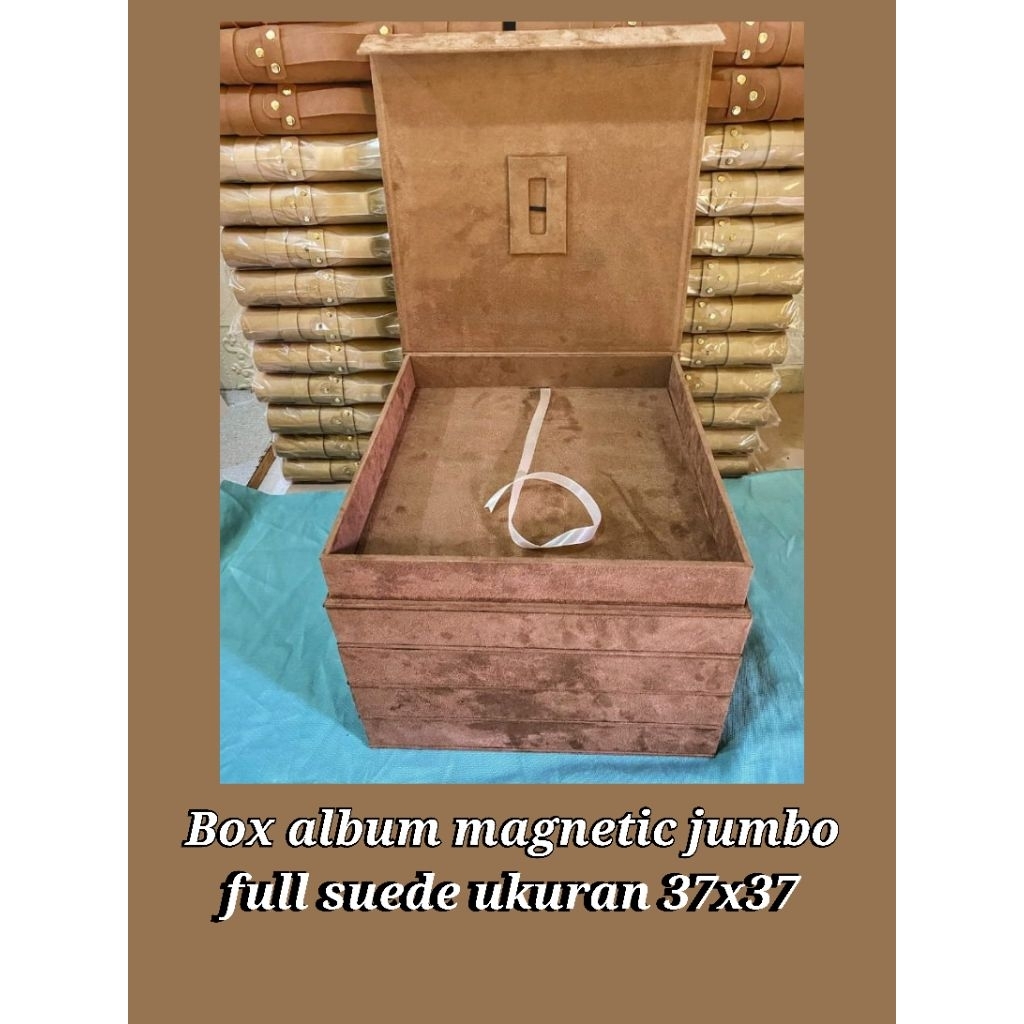 Box album Magnetik jumbo ukuran 37x37 full real suede tebal 7cm