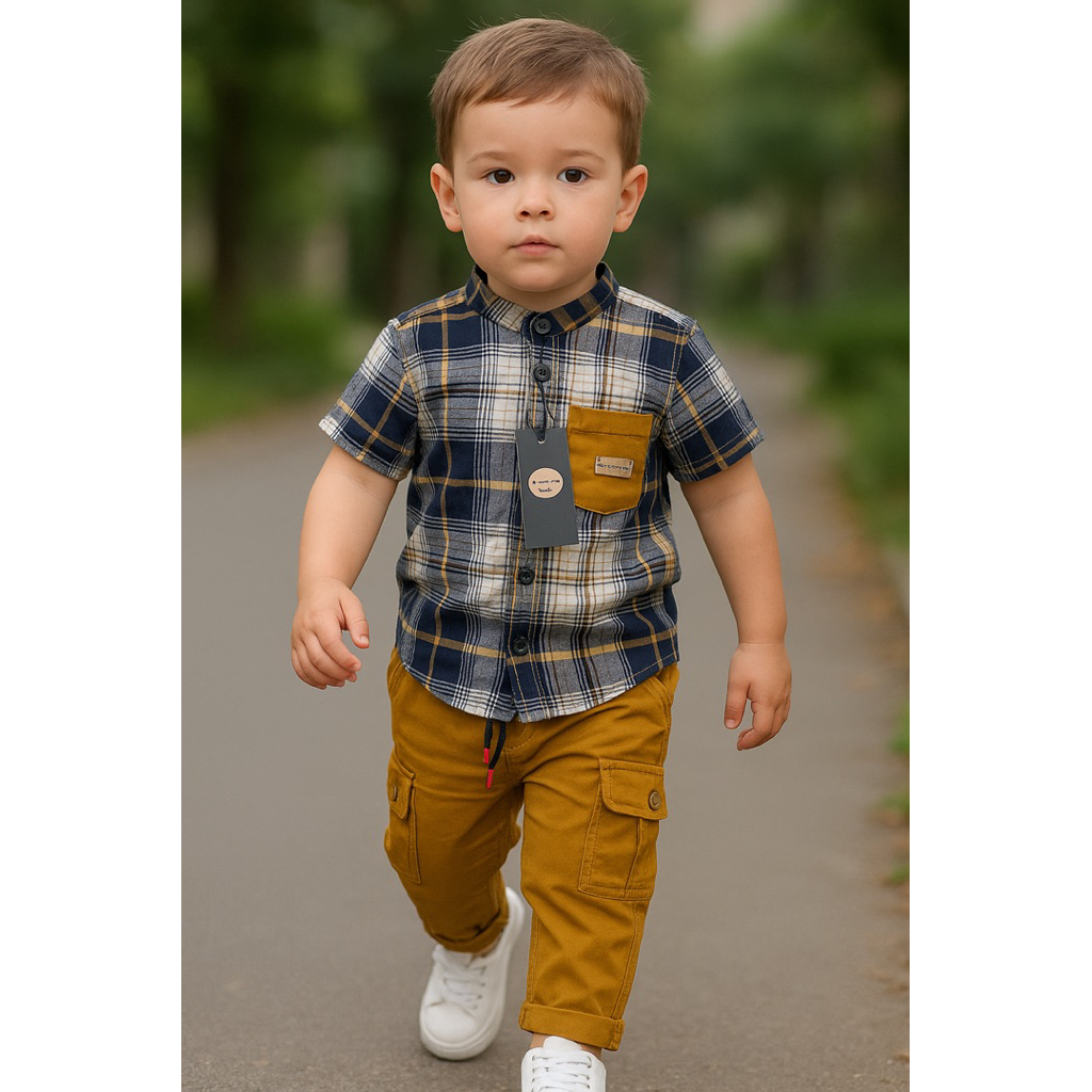 BEST SELLER KEMKO ANAK LAKI-LAKI 6 BULAN-12 TAHUN FLANEL/PLANEL KOTAK-KOTAK LENGAN PENDEK PREMIUM QU