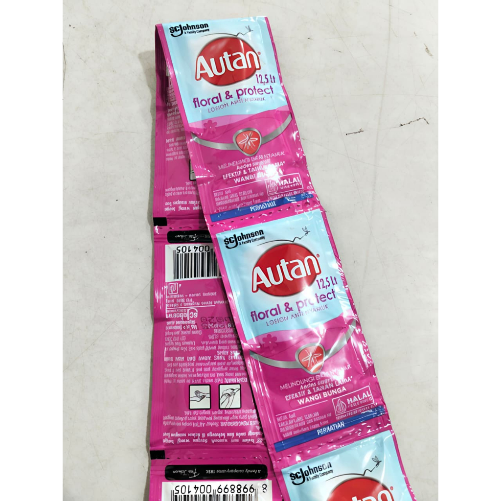 Autan Floral & Protect Pink Sachet 6 ml - Renteng 12 sachet dan Per sachet 6 ml