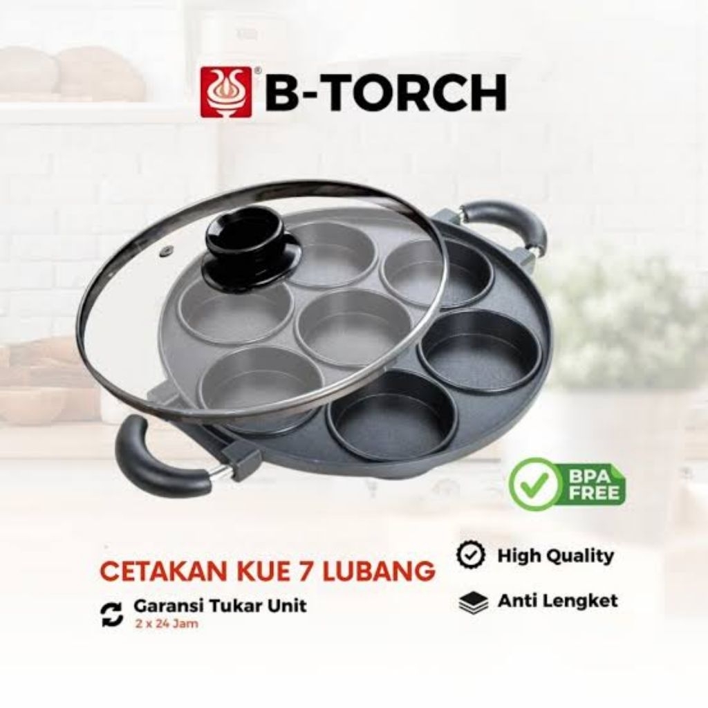 Cetakan lubang 7 8 12 /Cetakan telur / Cetakan apem / Cetakan teflon datar / Cetakan anti lengket