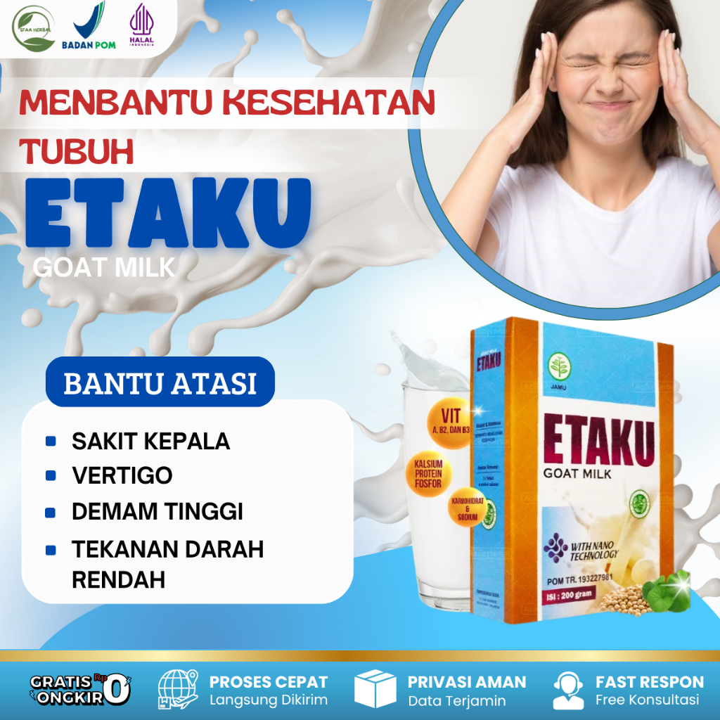 ETAKU Obat Sakit Kepala Vertigo Demam Tinggi Tekanan Darah Rendah Migrain Pusing Kleyengan Sakit Kep