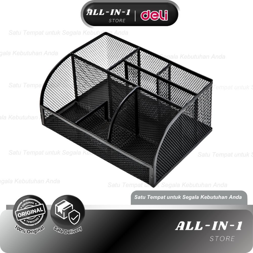 Deli 8903 Hitam – Desk Organizer Meja Kantor Multifungsi