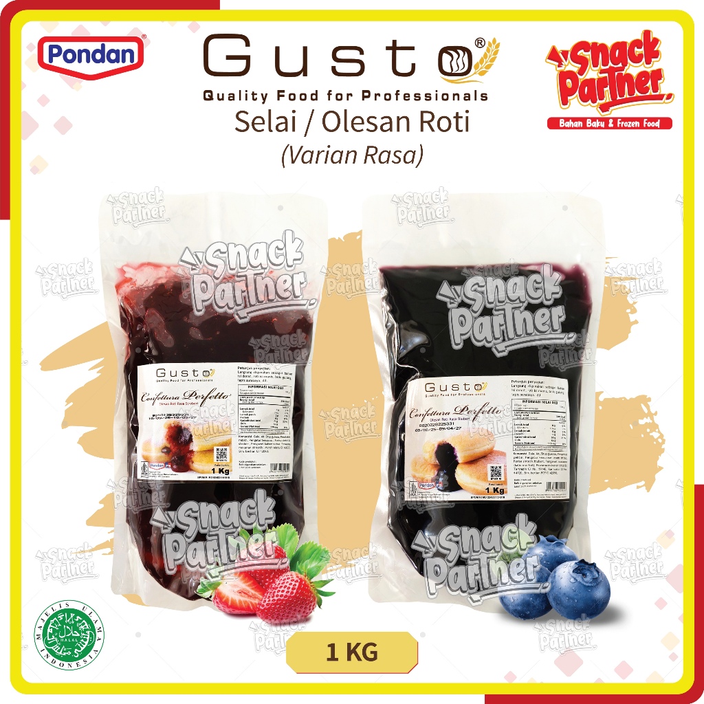 GUSTO 1 KG by PONDAN - SELAI BUAH Isian Roti Strawberry Stroberi Blueberry PrimsFood Prims Food Lepa