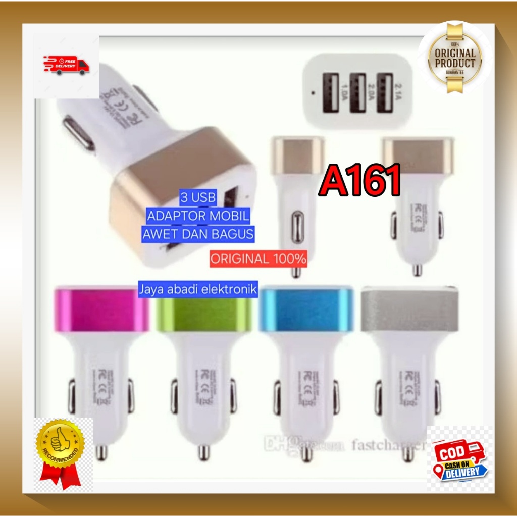 A161 CAR CHARGER MOBIL 3 USB PORT USB CAR CHARGE SAVER ALAT AKI   KEPALA CAS BATOK CASAN ORI 100% US