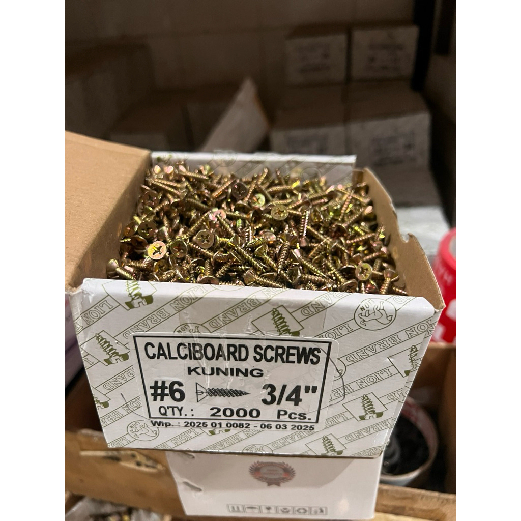 PER DUS ISI 2000Pcs SEKRUP GCR KUNING 6x3/4" PANJANG 2cm / SEKRUP KALSIBOARD /SKRUP GRC