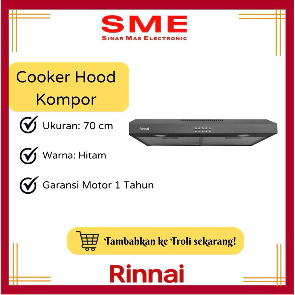Cooker Hood / Penghisap Asap Kompor Dapur RINNAI 70 Cm