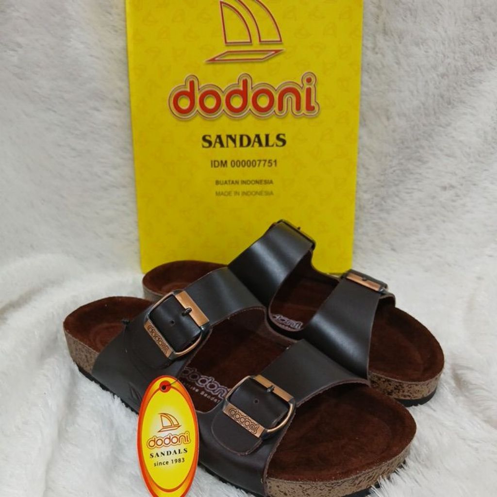 Sendal laki laki dewasa dodoni kulit asli BU 328 BLACK