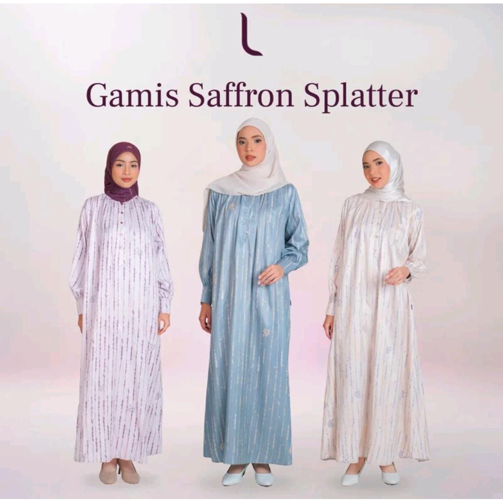 Gamis saffron splatter elzatta gamis elzatta