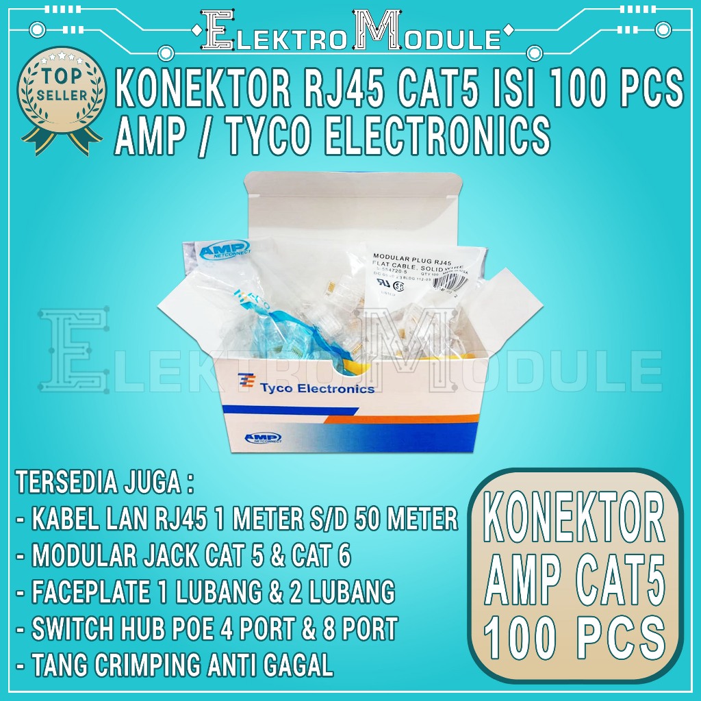 Konektor RJ45 AMP Connector CAT5e 100 PCS Per Box RJ45 AMP / Konektor RJ45 AMP Connector RJ 45 CAT5 
