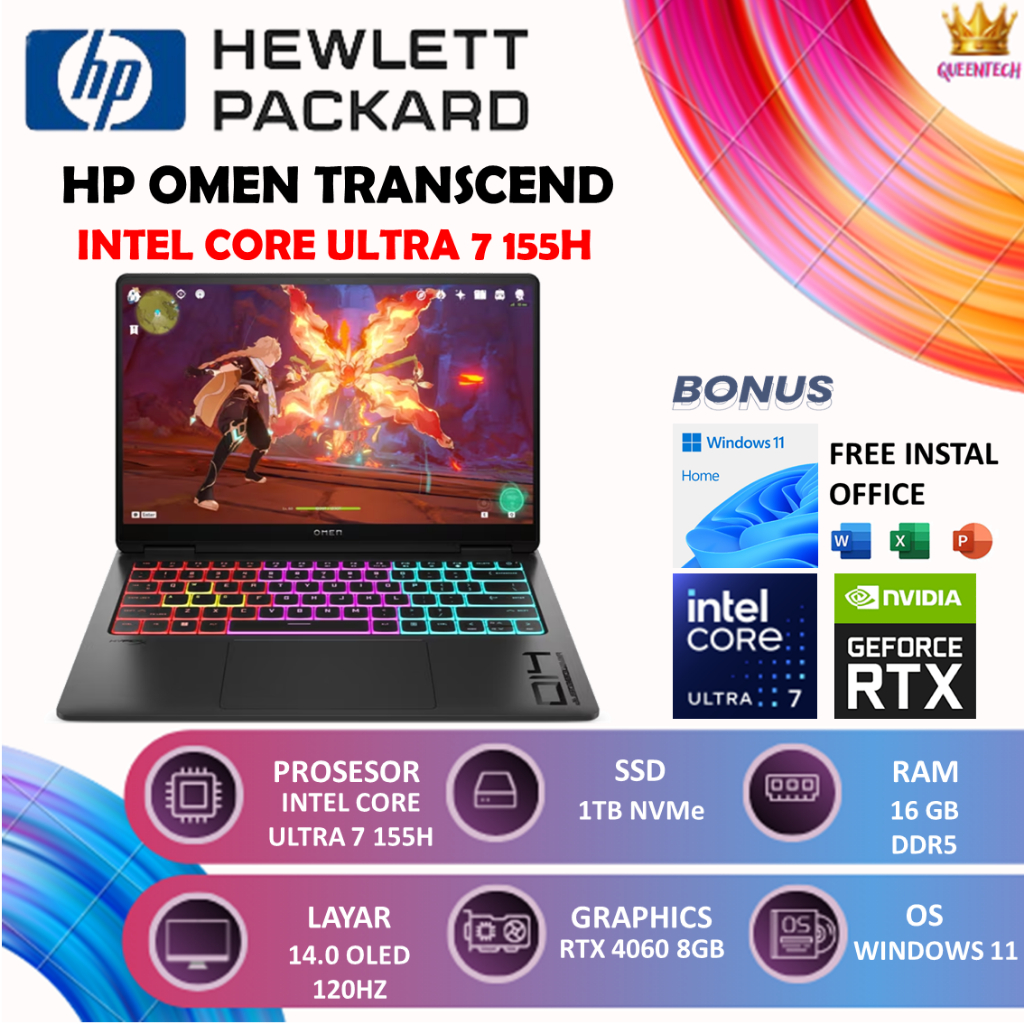 HP OMEN TRANSCEND 14 OLED ULTRA 7 155H RTX4060 8GB/ [16GB/1TB] WINDOWS 11 14.0 OLED 120HZ