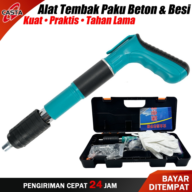 CASTA Nail Gun Fastening Tool – Pistol Paku Beton / Alat Tembak Paku Baja Manual Senyap, 5 Level Adj